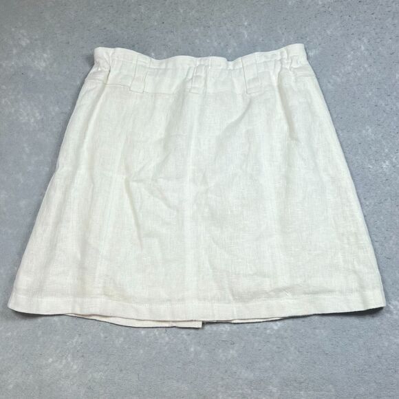 Soft Surrounding Skirt Size Medium Beige Linen Button Front Pockets Mini Skirt - Picture 8 of 11